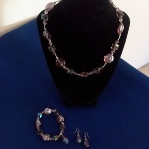 Vintage Beaded Necklace, Bracelet & Earring Set